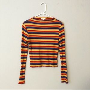 Multicolor Long Sleeve Crop Top